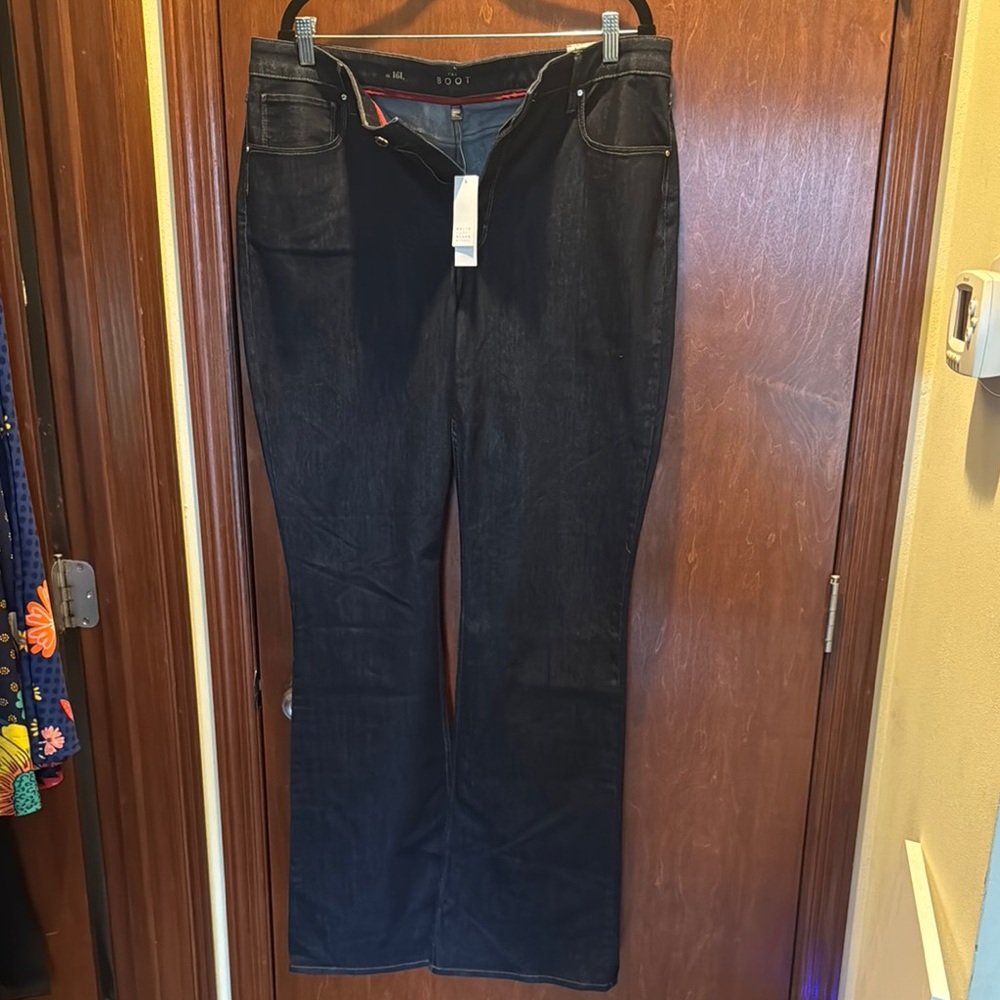 White House Black Market Dark Indigo Flare Jeans 35 inch inseam